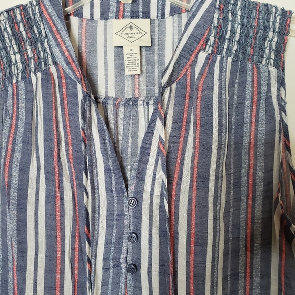 St John's Bay Top Sleeveless Striped Blue and White Women's Size Small NWT - Picture 8 of 15